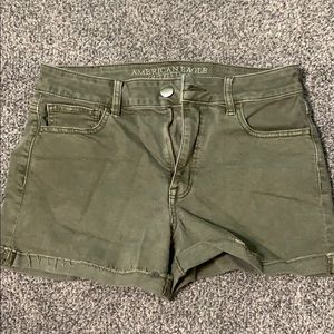dark green jean shorts